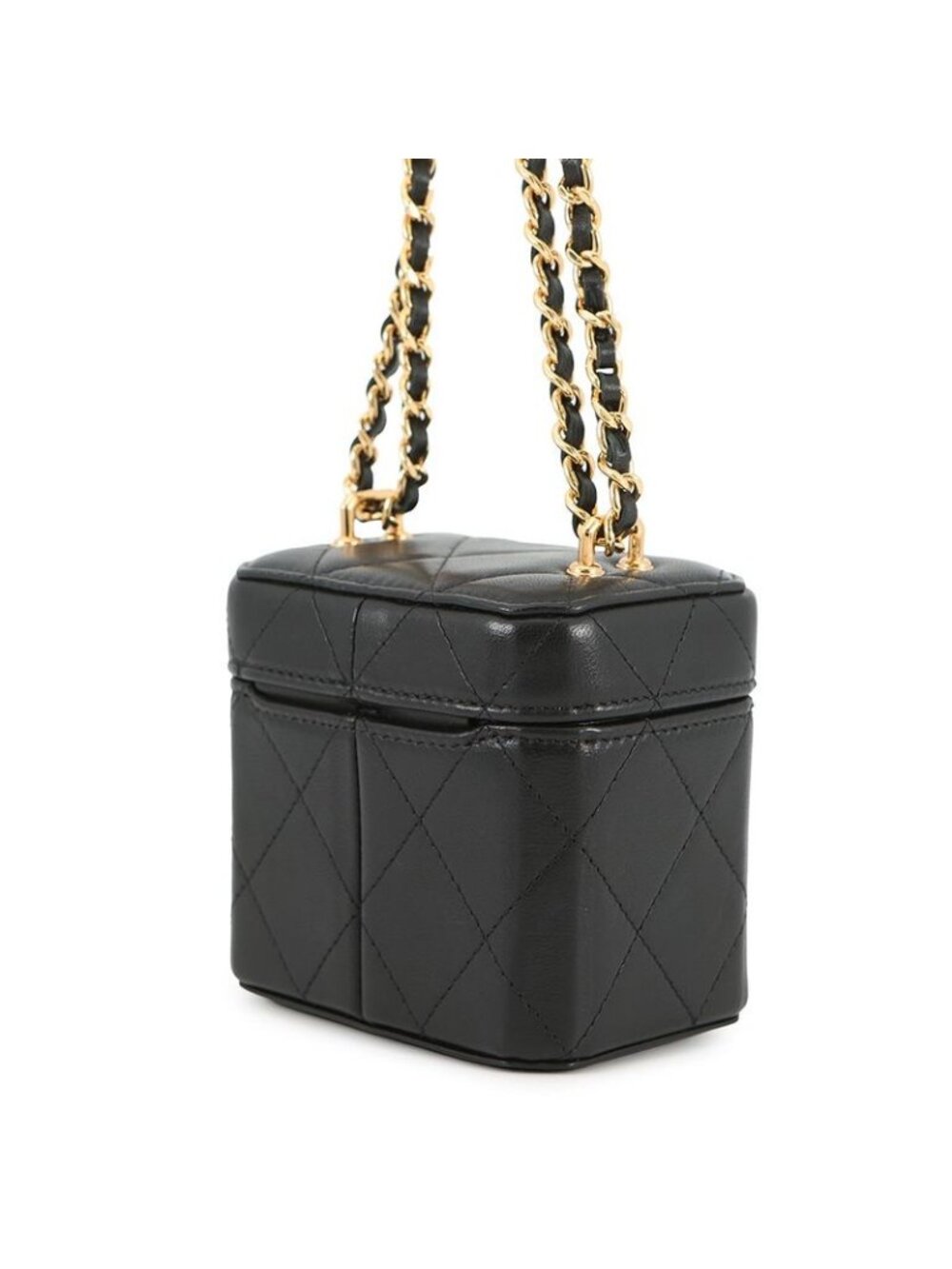 ★SOLD★ Chanel Chain Shoulder Bag Quilted CC Logo Vanity Lambskin - Picture 2 of 10